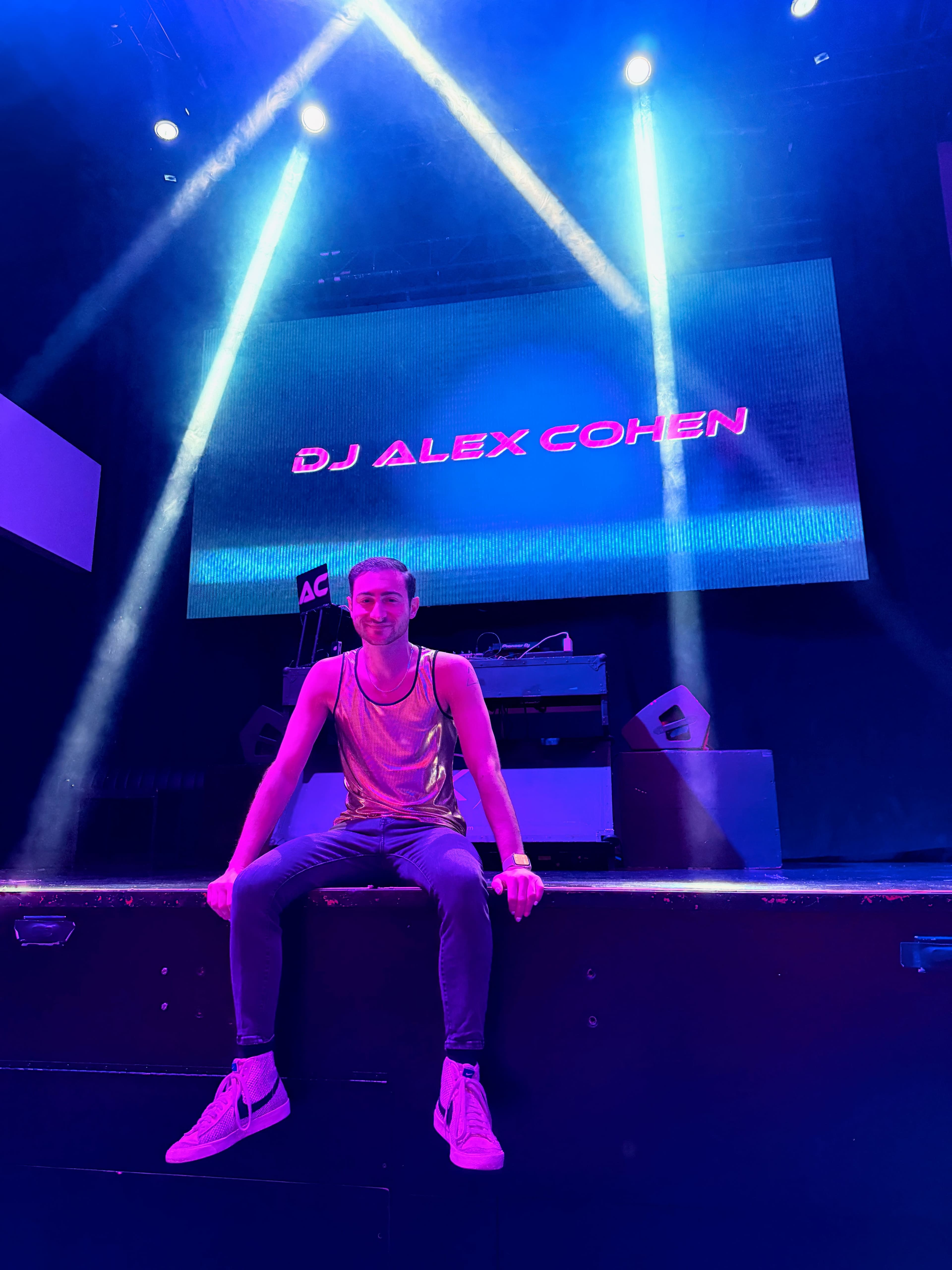 DJ Alex Cohen after sound check before playing HK Hall, December 2024