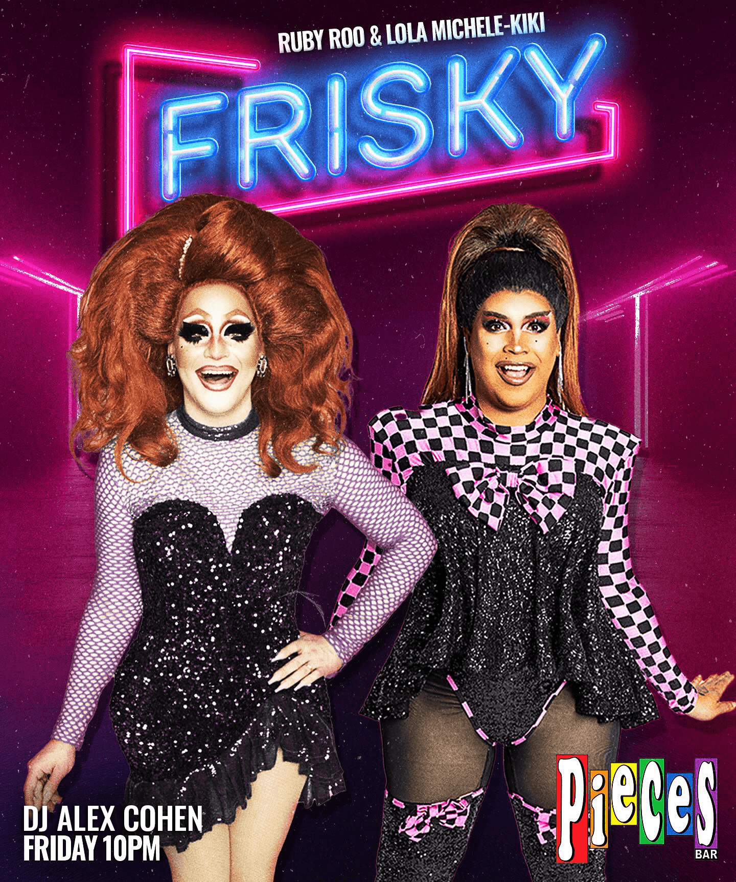 DJ Alex Cohen spins Pieces Friday night dance party with Pop Up Shows by Ruby Roo and Lola Michelle Kiki!