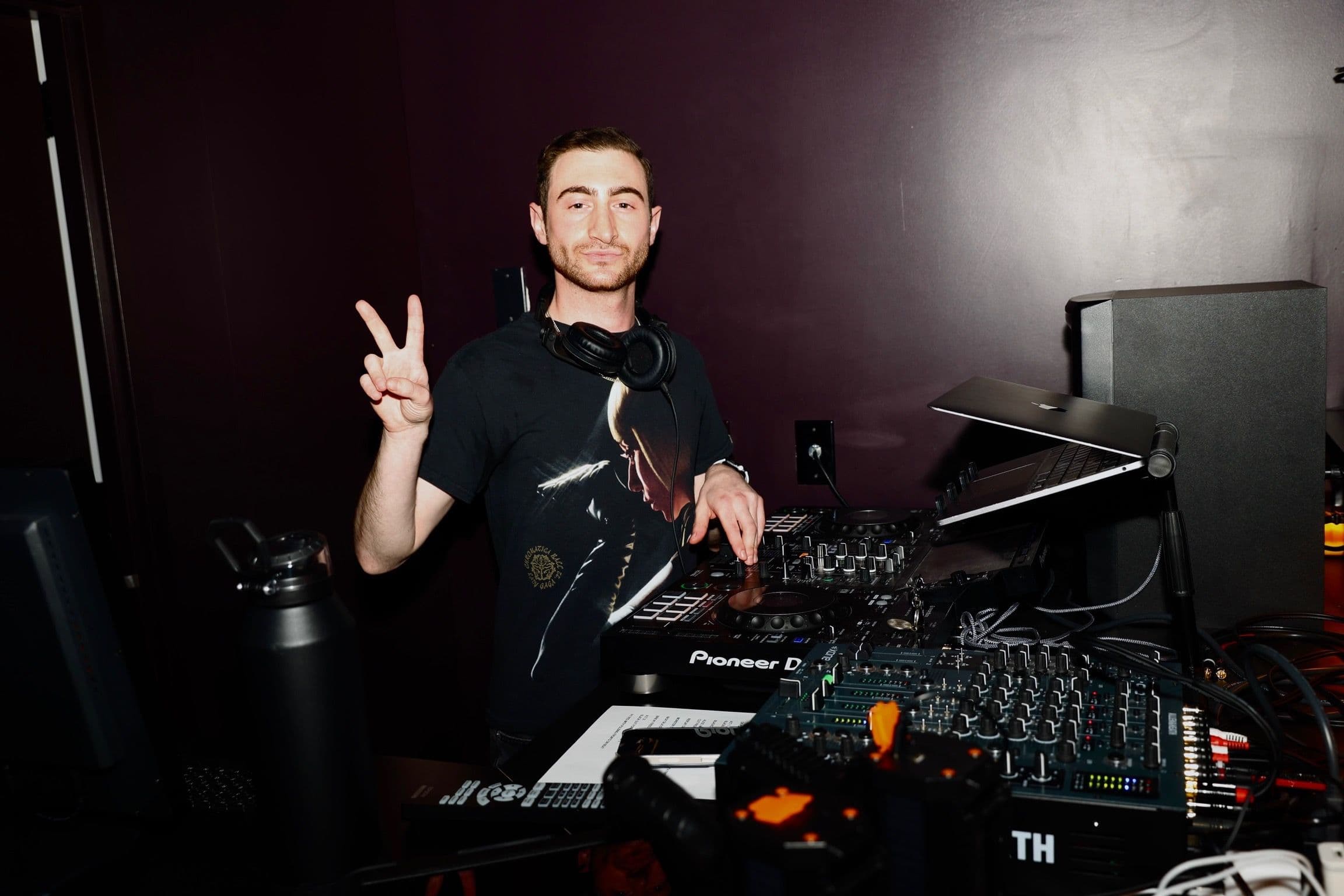 DJ Alex Cohen in the booth at Balcon Salon, NYC 2024