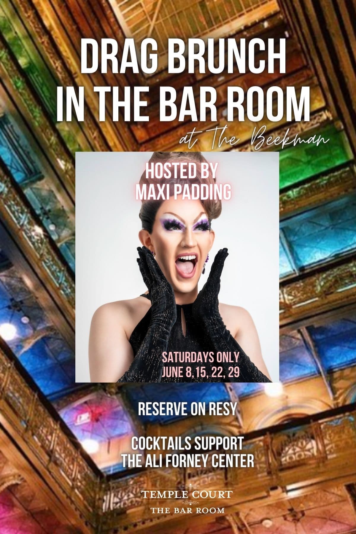 Join DJ Alex Cohen and host Maxi Padding for a brunch spectacular of music and drag at one of the most iconic locations in New York City!