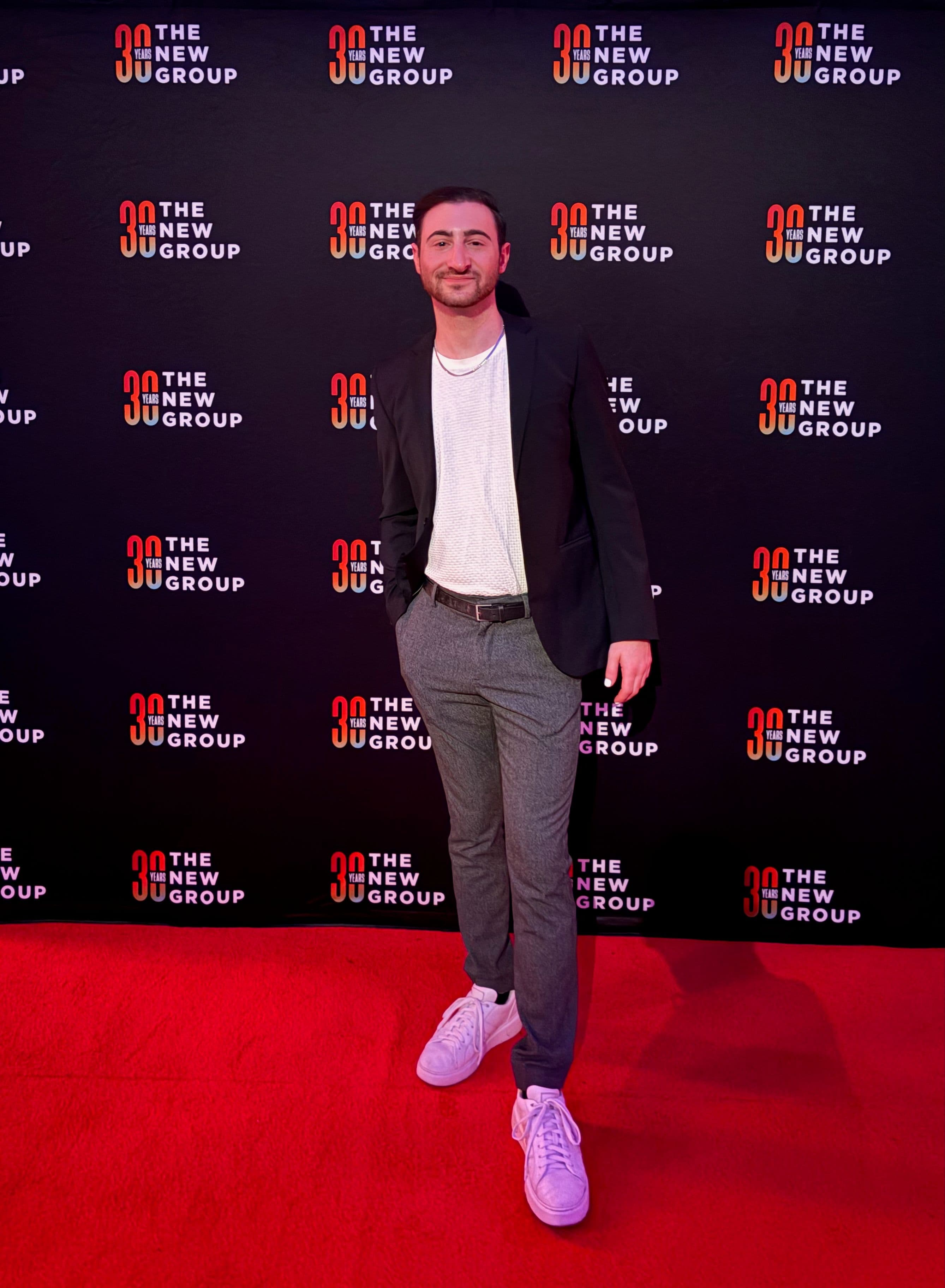 Alex poses on the red carpet ahead of DJing for The New Groups 30th anniversary gala at Cipriani.