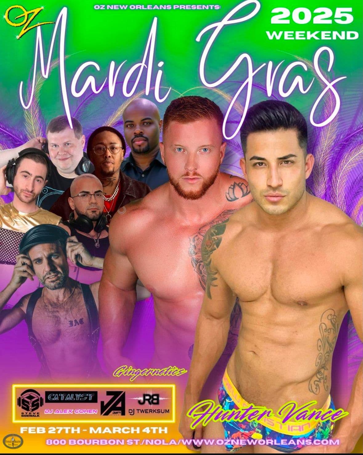 DJ Alex Cohen continues his 2025 tour playing at the iconic Bourbon Street staple OZ Nightclub for Mardi Gras Eve: Lundi Gras! Weekend Passes Available Here!