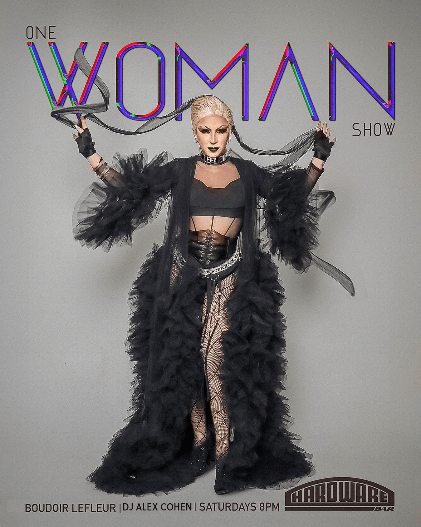 DJ Alex Cohen joins NYC Entertainer of the Year Boudior Leflour for her iconic solo drag show.