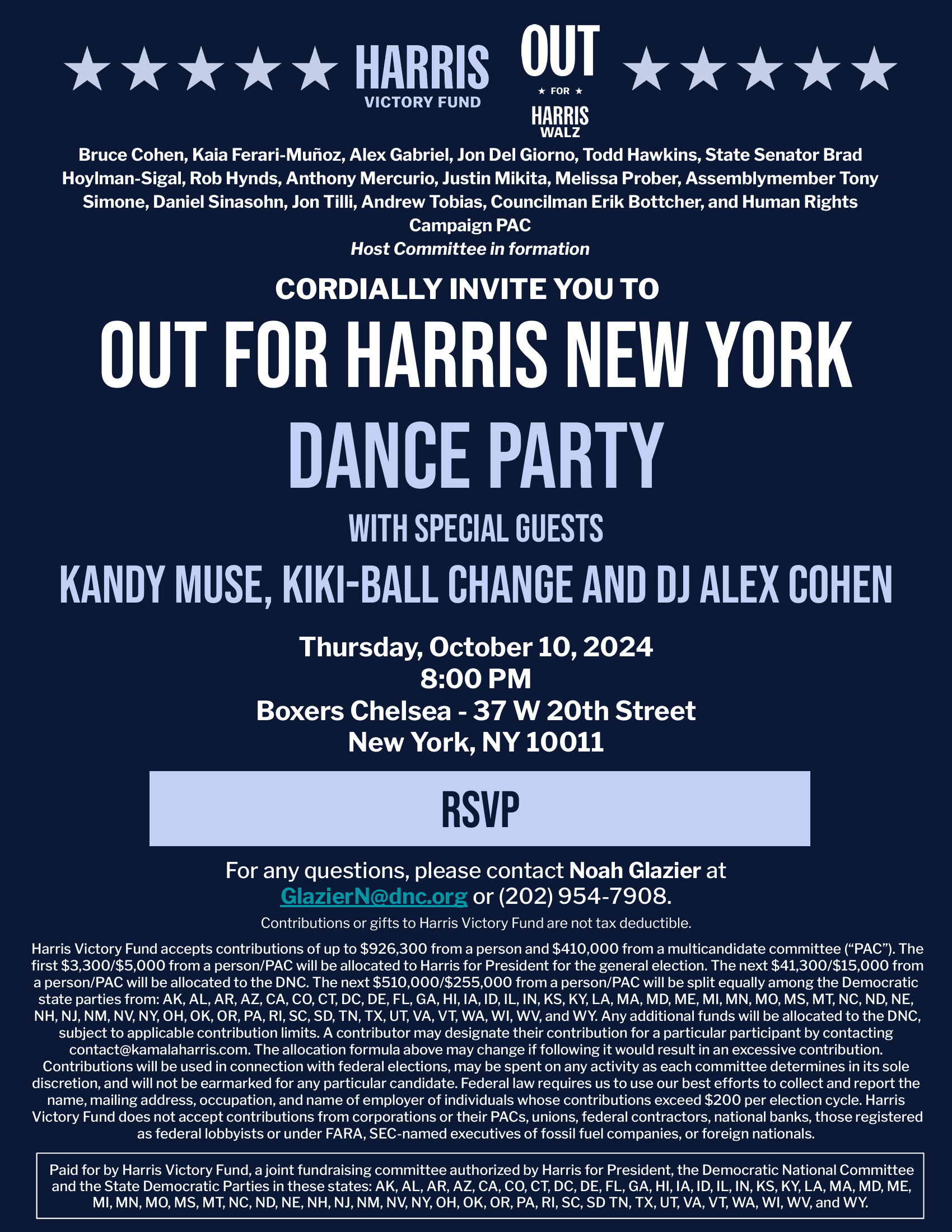 Join DJ Alex Cohen, Kiki Ball-Change and Kandy Muse alongside tons of other special guests and official as we race toward the end of the election season and show our support yet again for the Harris/Walz ticket! Get your tickets here
