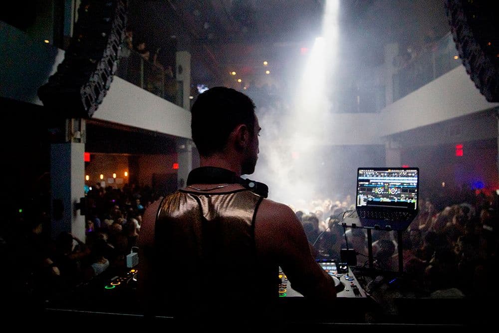 DJ Alex Cohen spins for a packed house at Hebro's Jewbilee on Christmas Eve